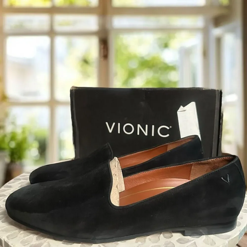 VIONIC Willa Leather Suede Slip On Flats Loafer Womens